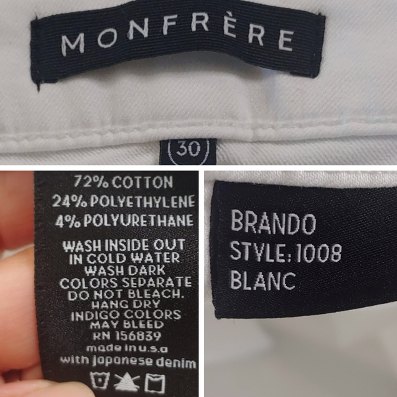 𝅺MONFRERE Brando Blanc Slim Optic White Jean In Exclusive Japanese Denim - Picture 6 of 10